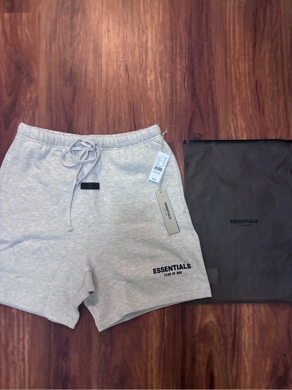 ESSENTIALS Men's Light Heather Gray Logo Athletic Shorts